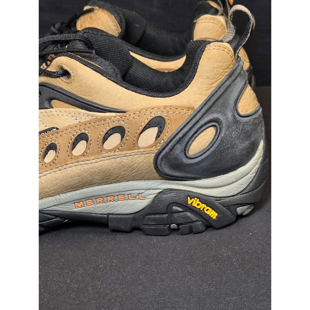 Merrell‎ Pulse II Smoke Hiking Shoes Mens 12 Tan Leather Vibram Low Top J80373